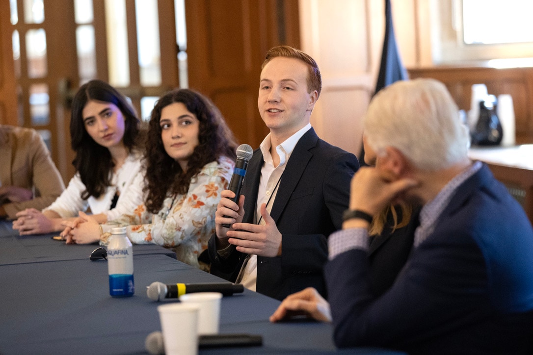 Tommy Pennington presenting on fusion energy at the Clinton Global Initiative roundtable, 2023